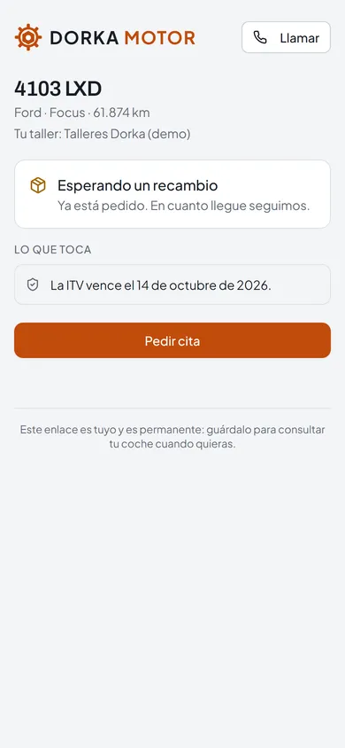 El portal del coche en el móvil del cliente: dónde está su coche, qué le toca y su historial.
